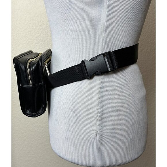Amanda Uprichard Belt Bag Black Vegan Leather Gold Hardware Travel‎ Purse New - Picture 4 of 13